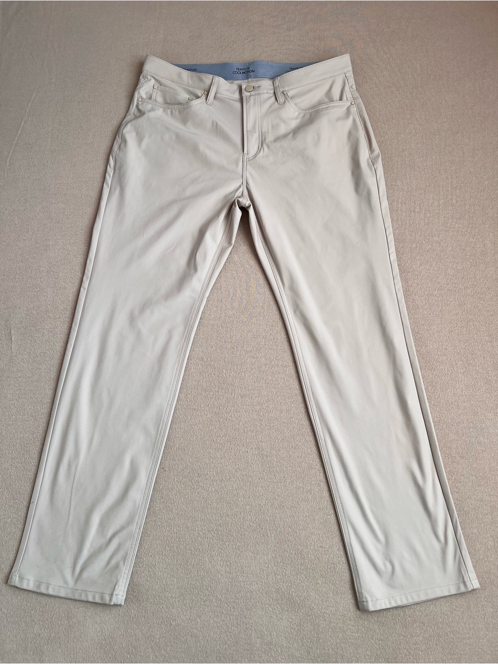 Jos A Bank Traveler CoolMotion Pants 36x32 Beige Tailored Fit EUC